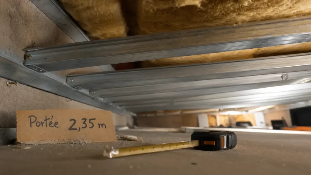 Plafond autoportant M48 : 2,35 m de portée avec entraxe de 50 cm