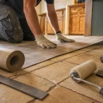 Poser du lino sur carrelage : lino sur carrelage en cuisine, préparation du support