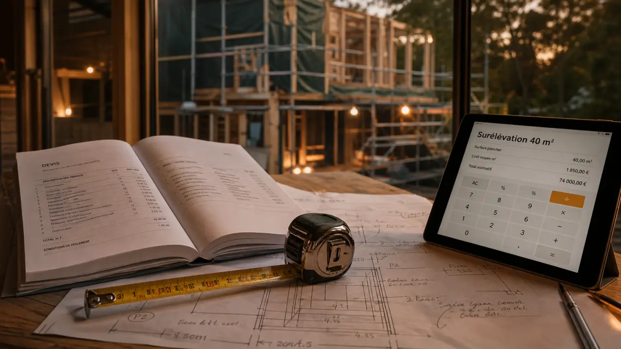 Prix surélévation maison 40m2 : devis sur chantier