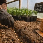 Quand semer le mais : graines dans une tranchée de 3 cm