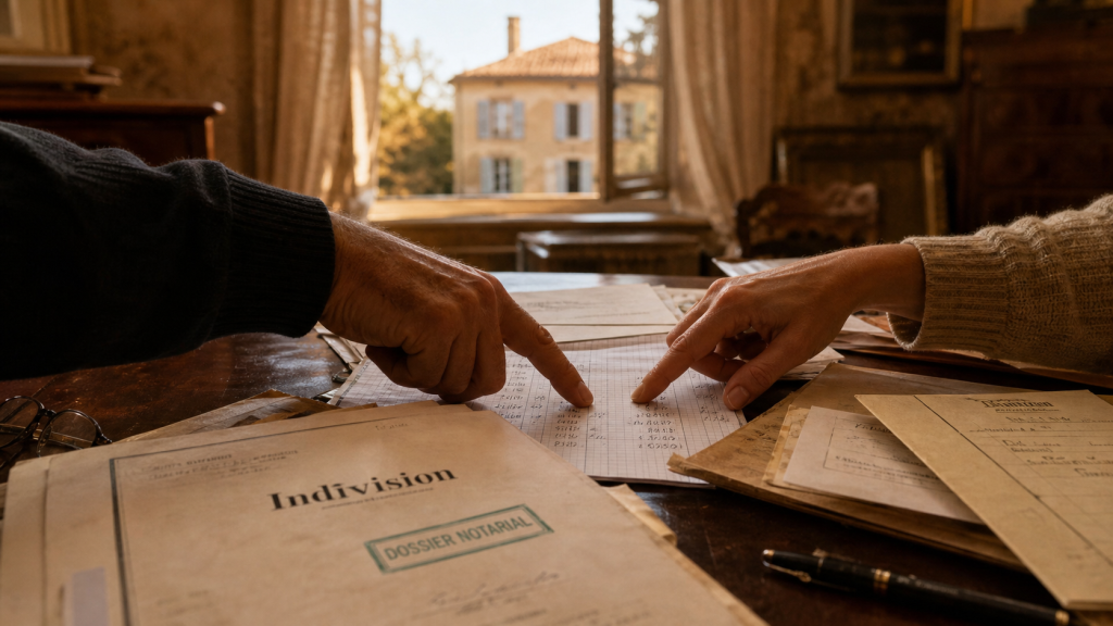 Vente maison en indivision entre frere et soeur : partage des fonds, documents notariés