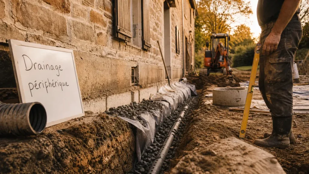 Drainage d’une maison ancienne : 25 à 40 € HT/m et les postes qui font grimper le devis