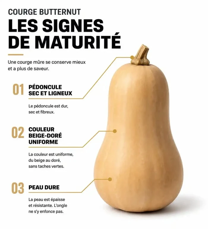 Signes de maturité pour la récolte des courges butternut au potager