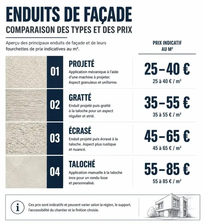 Comparatif des prix au m2 des différents types de crépi de façade