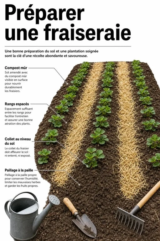 Que faire des vieux fraisiers : nouvelle plantation espacée et paillée