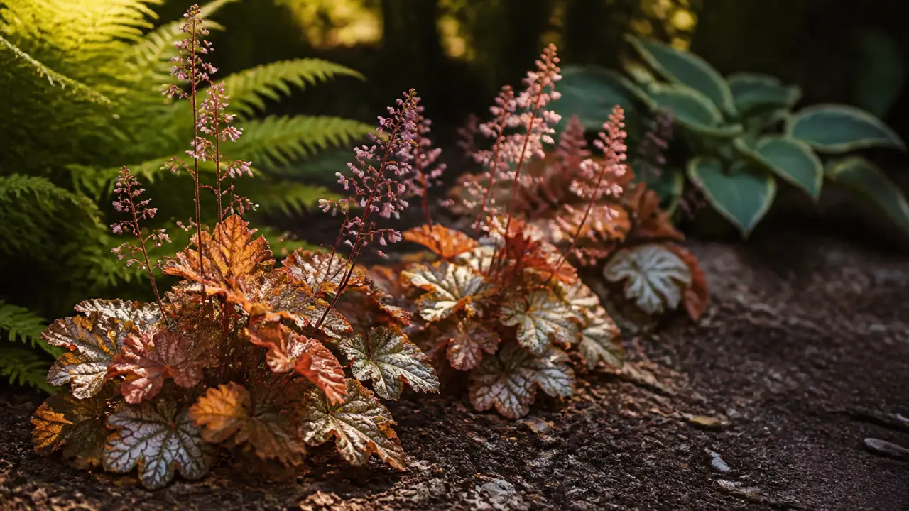 Les plus belles heuchères pour l’ombre : feuilles caramel et argentées, clochettes rosées