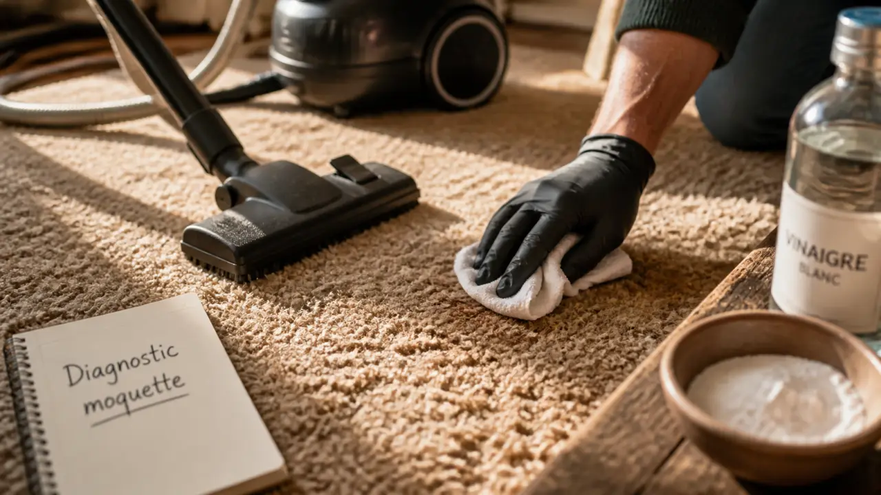Nettoyer une moquette au bicarbonate, avant nettoyage à sec