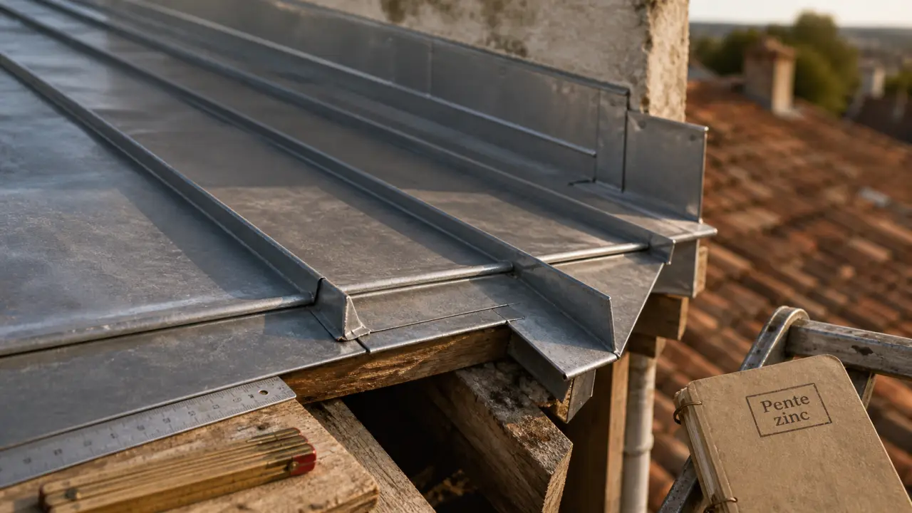 Pente toiture zinc : détail recouvrement et règle de pose