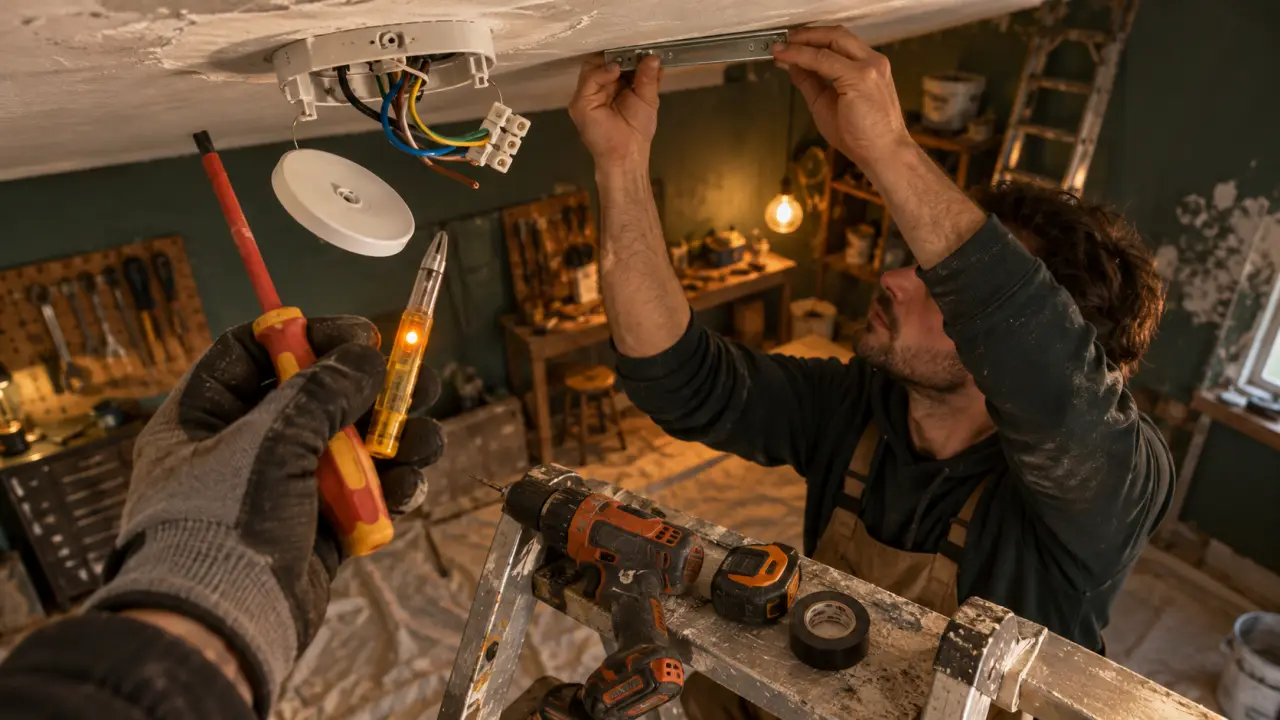 Installer luminaire plafond : fixation au plafond selon support et poids