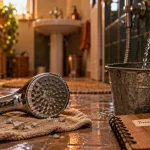 Pas de pression douche : pommeau démonté, jet faible et calcaire