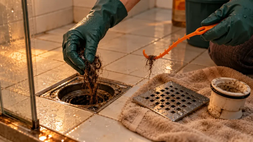 Déboucher une douche : quel produit contre les cheveux, sans mélanges dangereux ?