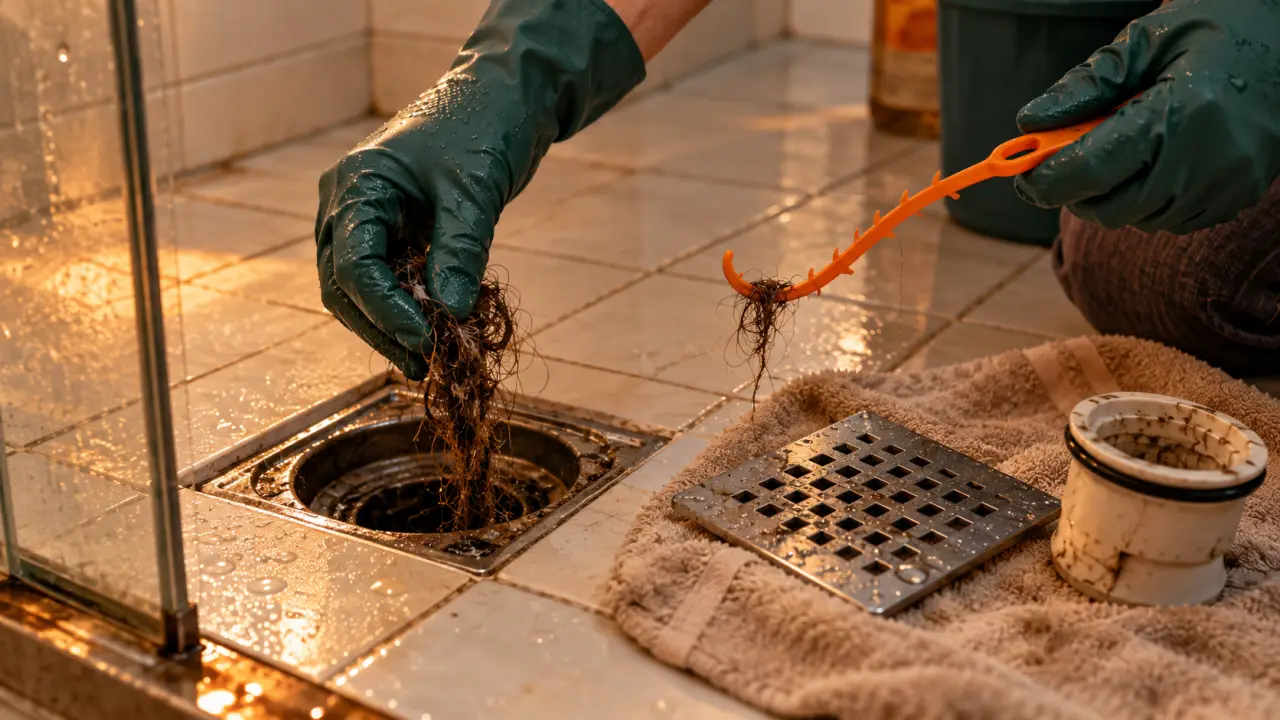 déboucher douche produit : cheveux retirés de la bonde